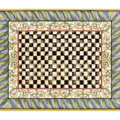 MacKenzie-Childs Courtly Check Purple Green 8' x 10' Washable Rug< Rugs