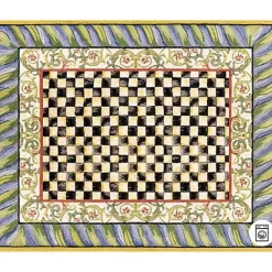 MacKenzie-Childs Courtly Check Purple  Green 8' x 10' Washable Rug< Rugs