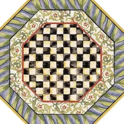 MacKenzie-Childs Courtly Check Purple Green 6' Octagon Washable Rug< Rugs