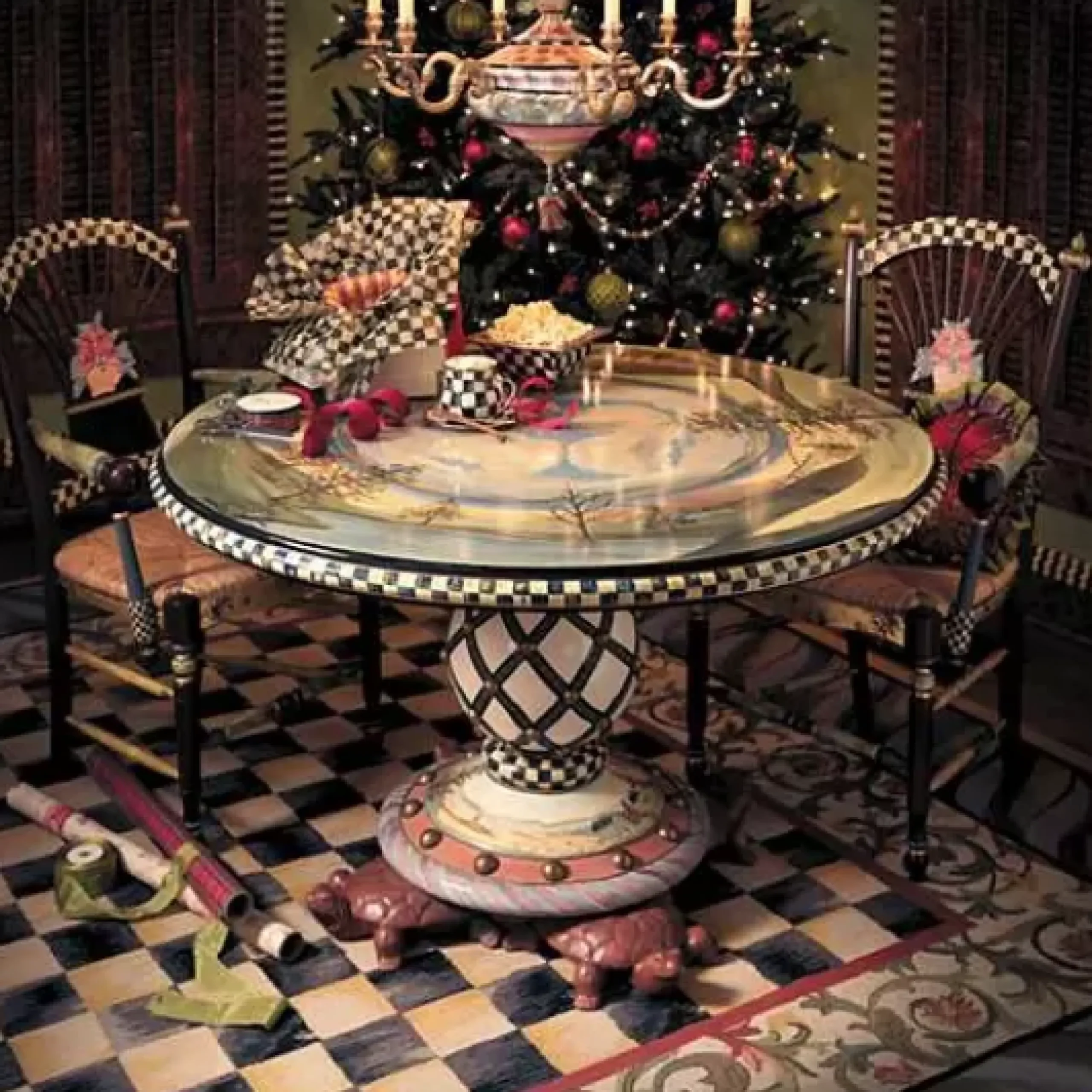 MacKenzie-Childs Courtly Check Purple Green 9' x 12' Rug< Rugs