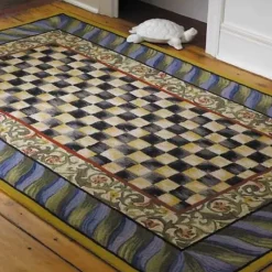 MacKenzie-Childs Courtly Check Purple  Green 5' x 8' Rug< Rugs