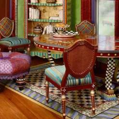 MacKenzie-Childs Courtly Check Purple  Green 5' x 8' Rug< Rugs