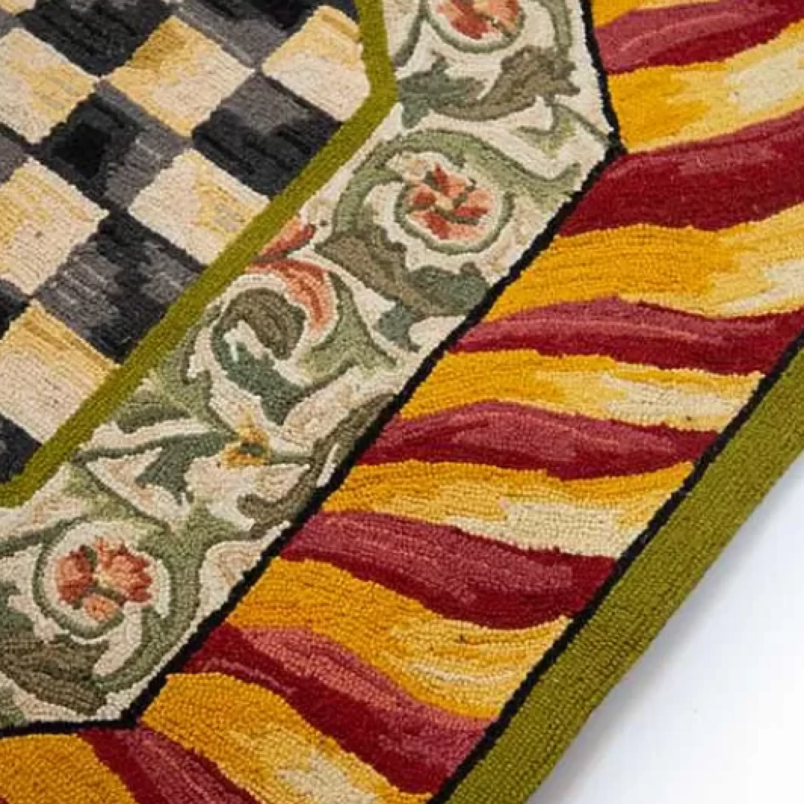 MacKenzie-Childs Courtly Check Red Gold 6' Octagon Rug< Rugs
