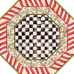 MacKenzie-Childs Courtly Check Red Gold 6' Octagon Washable Rug< Rugs