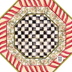 MacKenzie-Childs Courtly Check Red  Gold 6' Octagon Washable Rug< Rugs