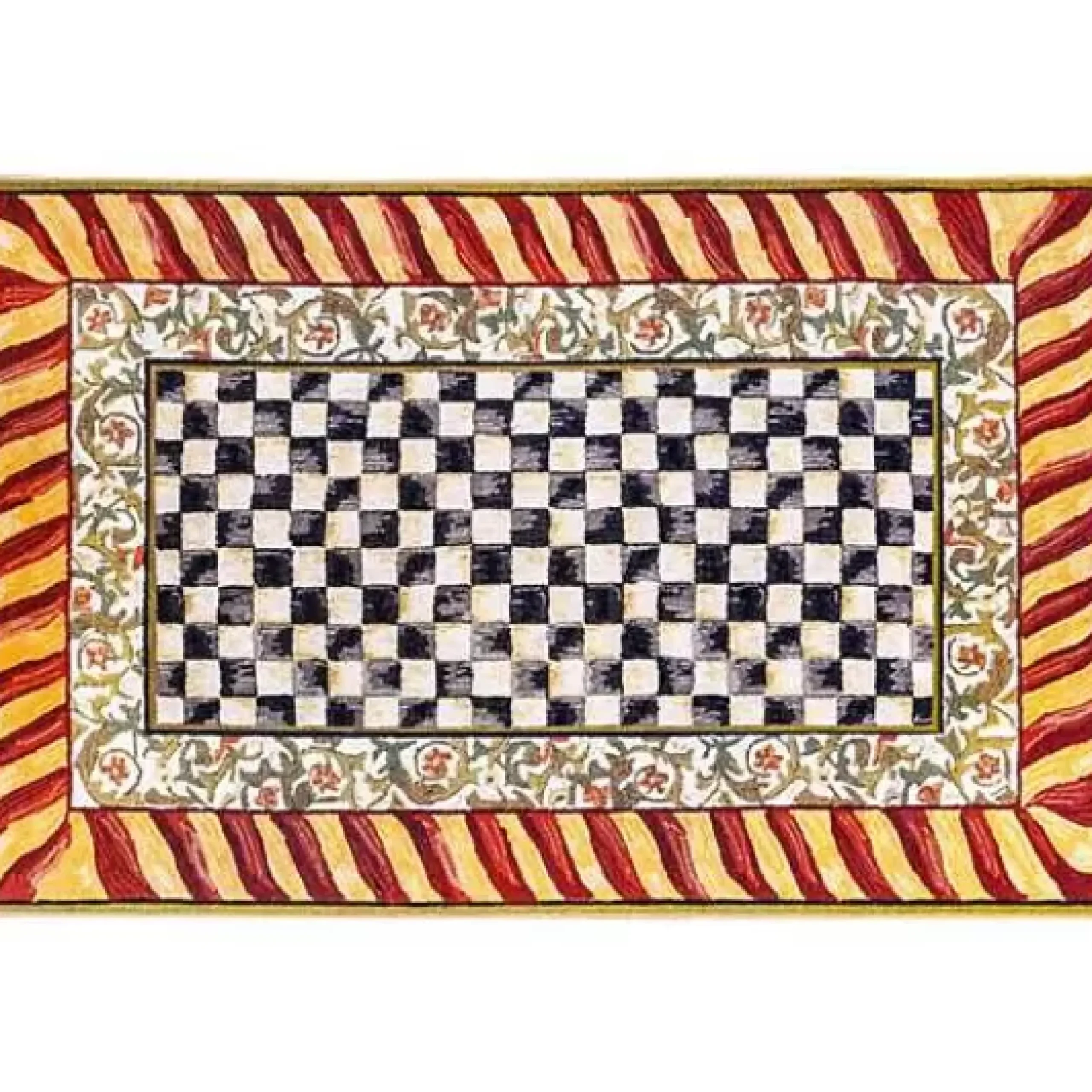 MacKenzie-Childs Courtly Check Red Gold 5' x 7'6 Washable Rug< Rugs