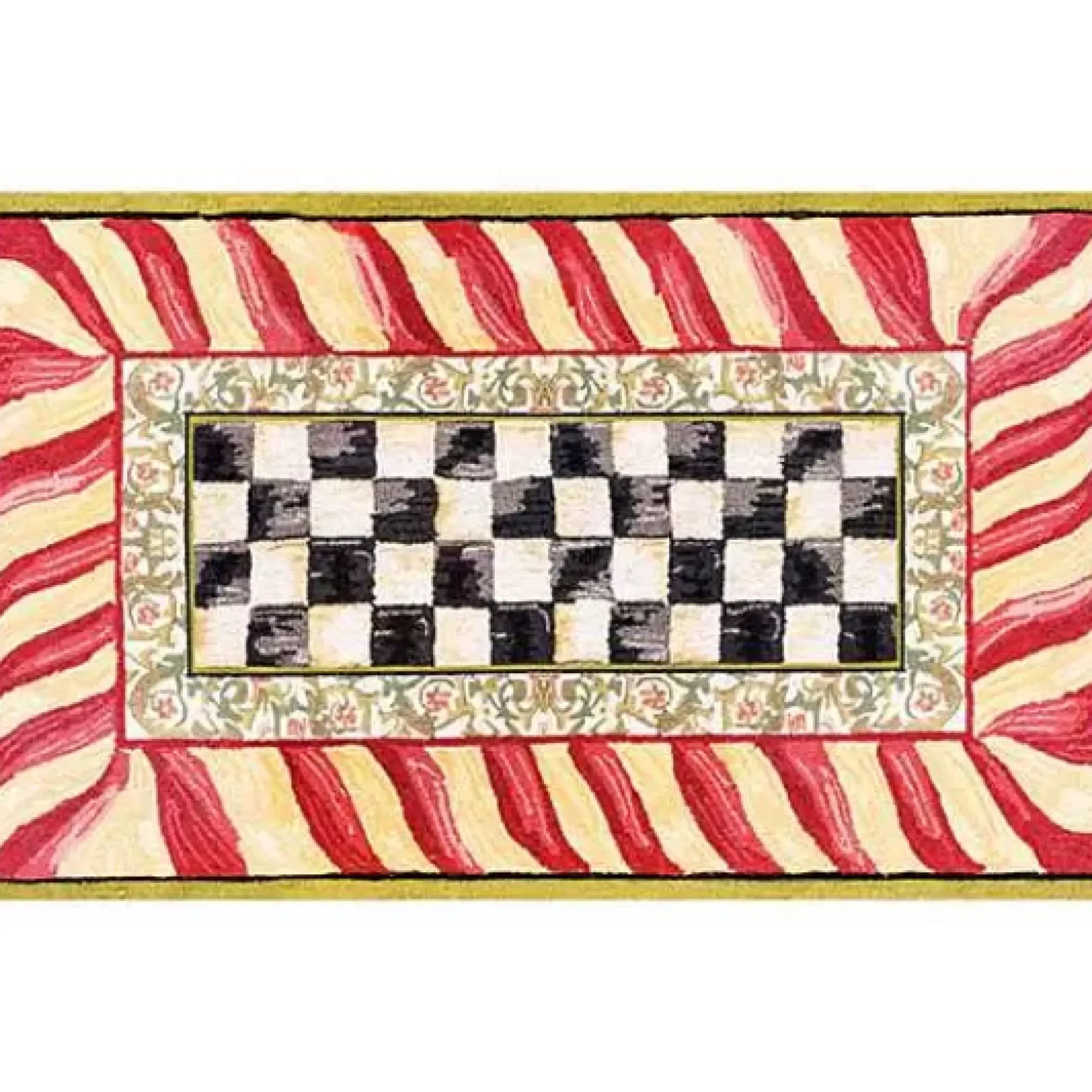 MacKenzie-Childs Courtly Check Red Gold 3' x 5' Washable Rug< Rugs