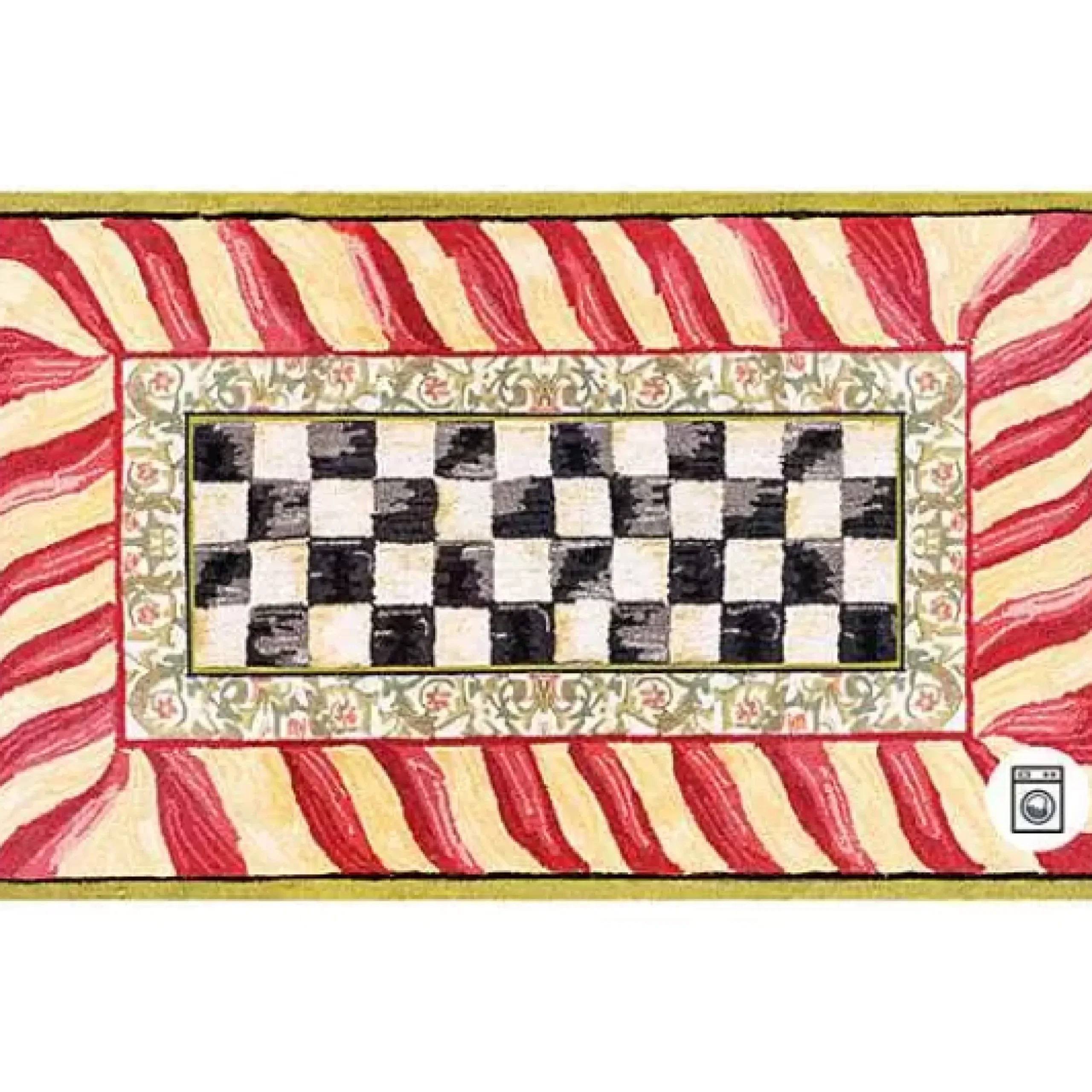 MacKenzie-Childs Courtly Check Red Gold 3' x 5' Washable Rug< Rugs