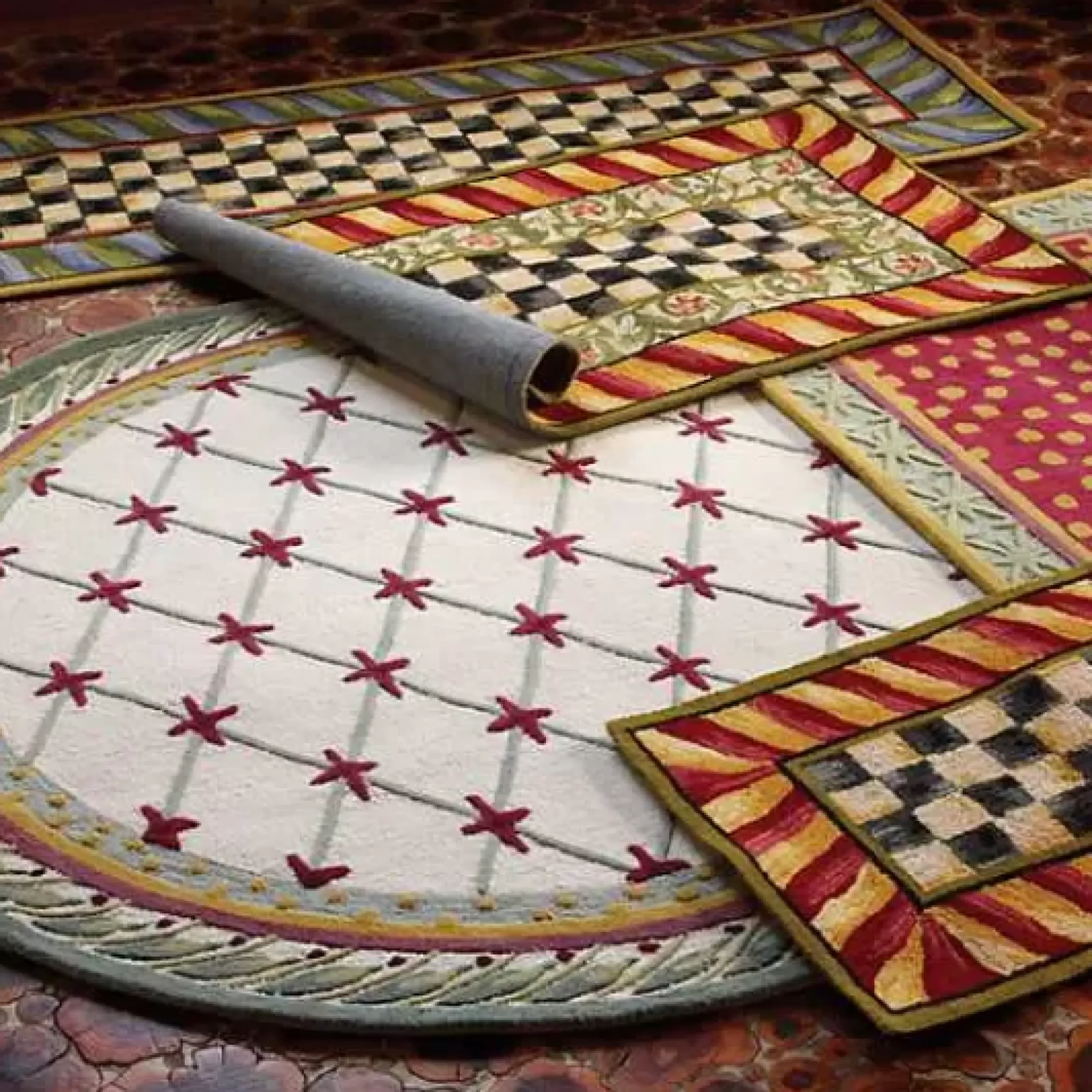 MacKenzie-Childs Courtly Check Red Gold 2' x 3' Rug< Rugs