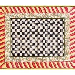 MacKenzie-Childs Courtly Check Red Gold 8' x 10' Washable Rug< Rugs