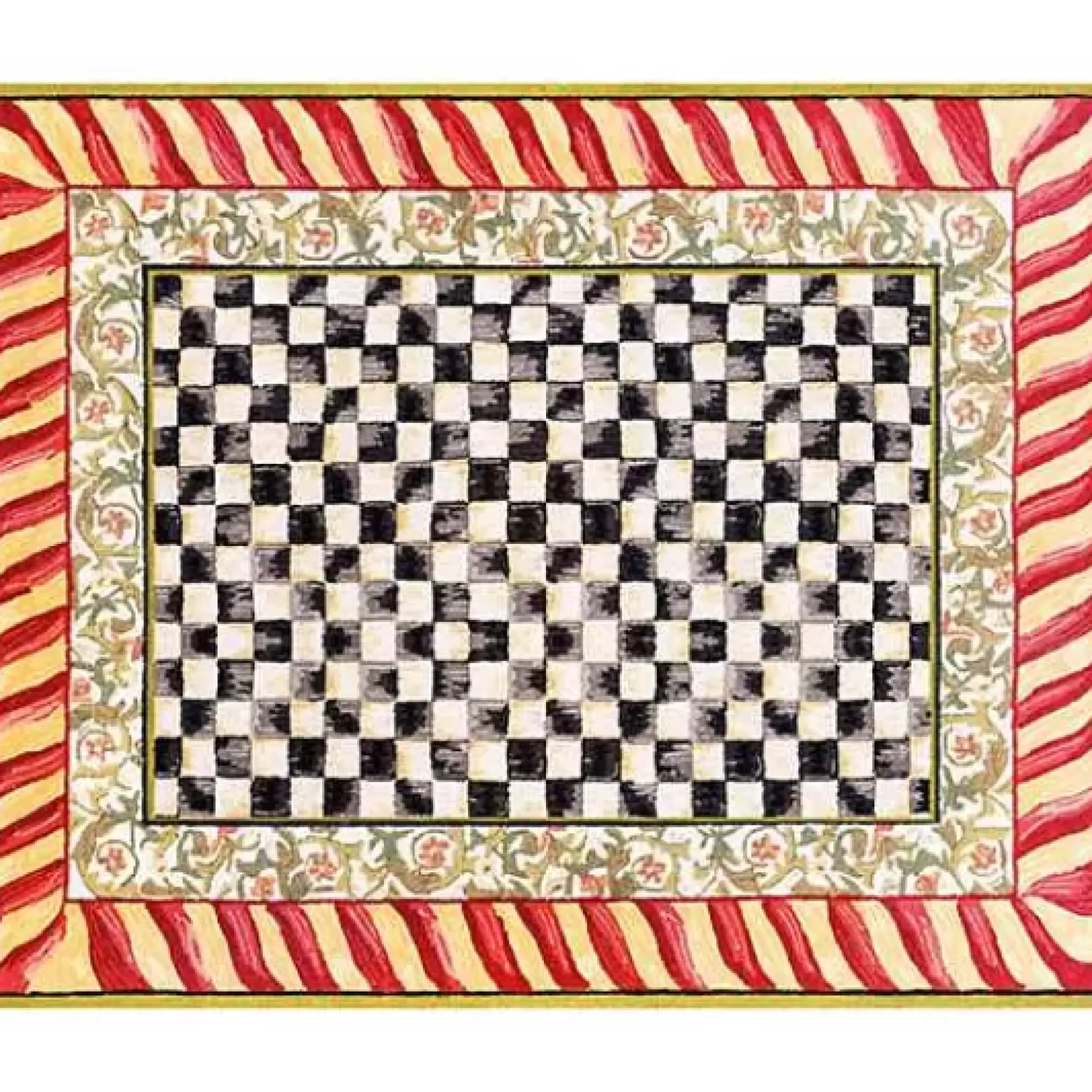MacKenzie-Childs Courtly Check Red Gold 8' x 10' Washable Rug< Rugs