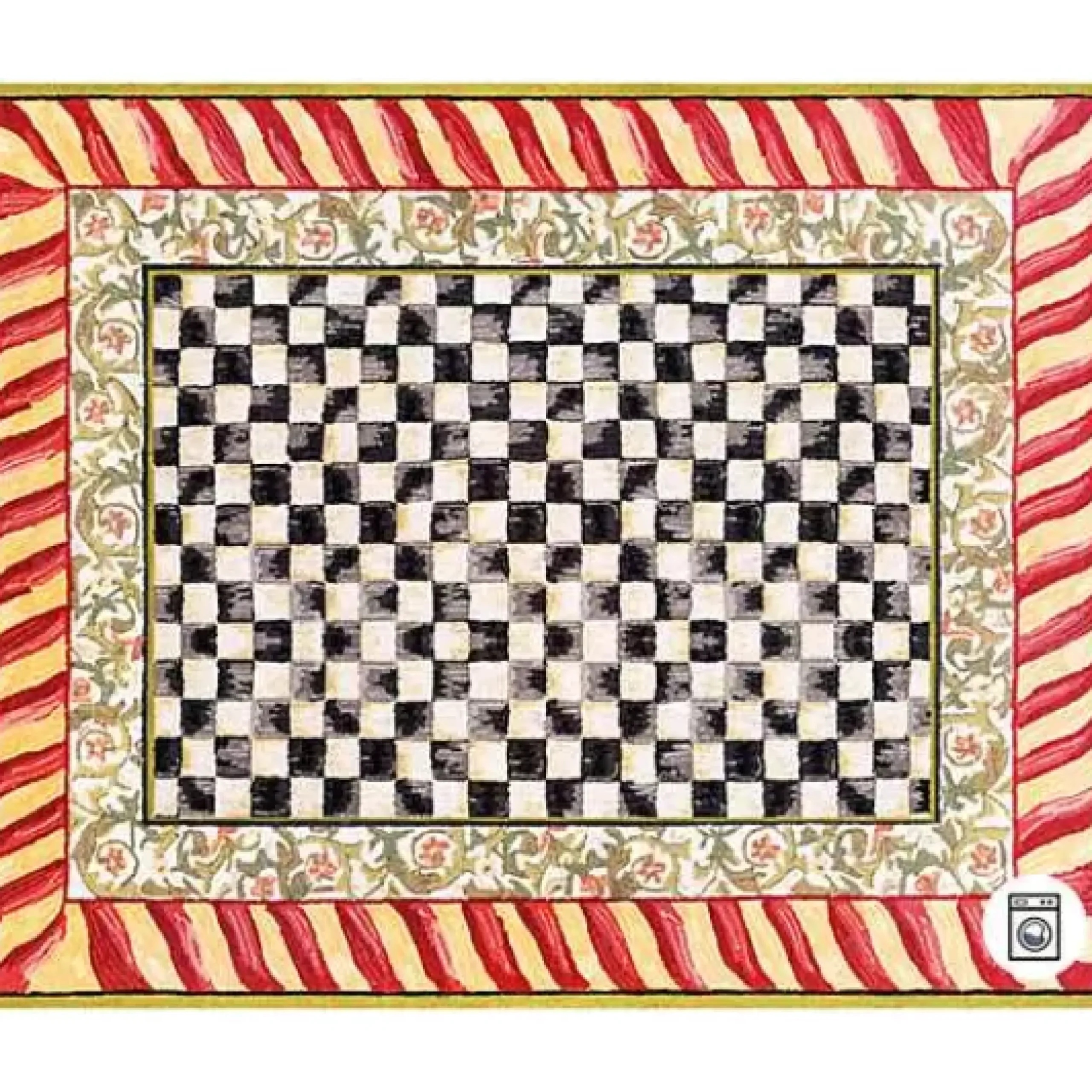 MacKenzie-Childs Courtly Check Red Gold 8' x 10' Washable Rug< Rugs