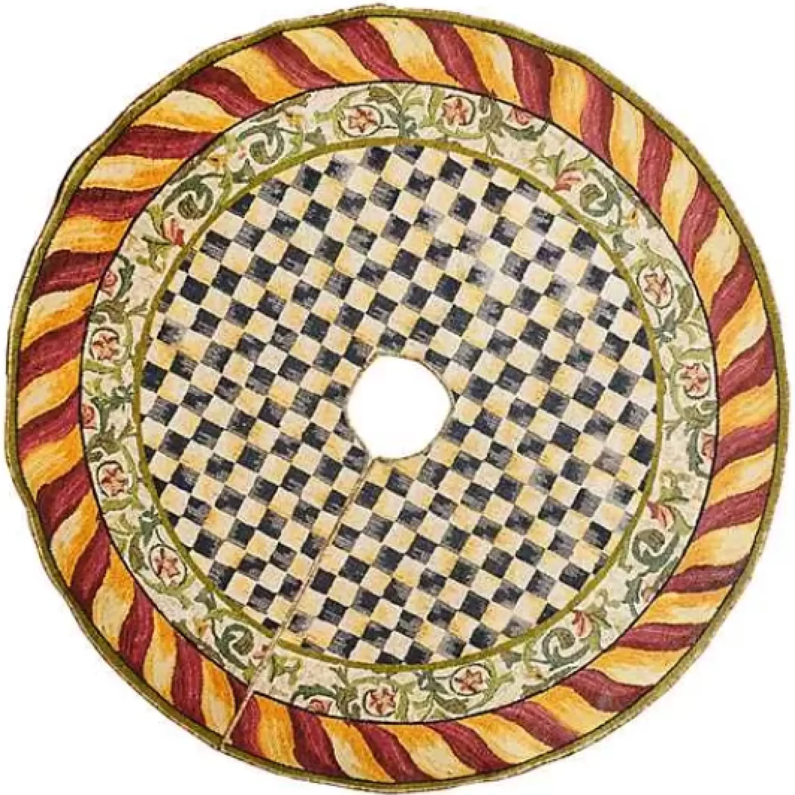 MacKenzie-Childs Courtly Check Red Gold Tree Skirt< Room Accents
