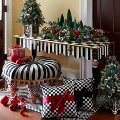 MacKenzie-Childs Courtly Check Red Sash Throw Pillow< Pillows, Throws, & Cushions