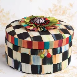 MacKenzie-Childs Courtly Check Round Jewelry Box< Bath & Bath Accessories|Room Accents