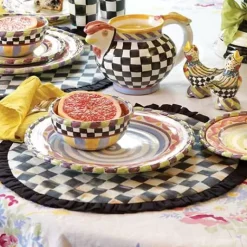 MacKenzie-Childs Courtly Check Round Placemat< Table Accessories|Kitchen & Table Linens