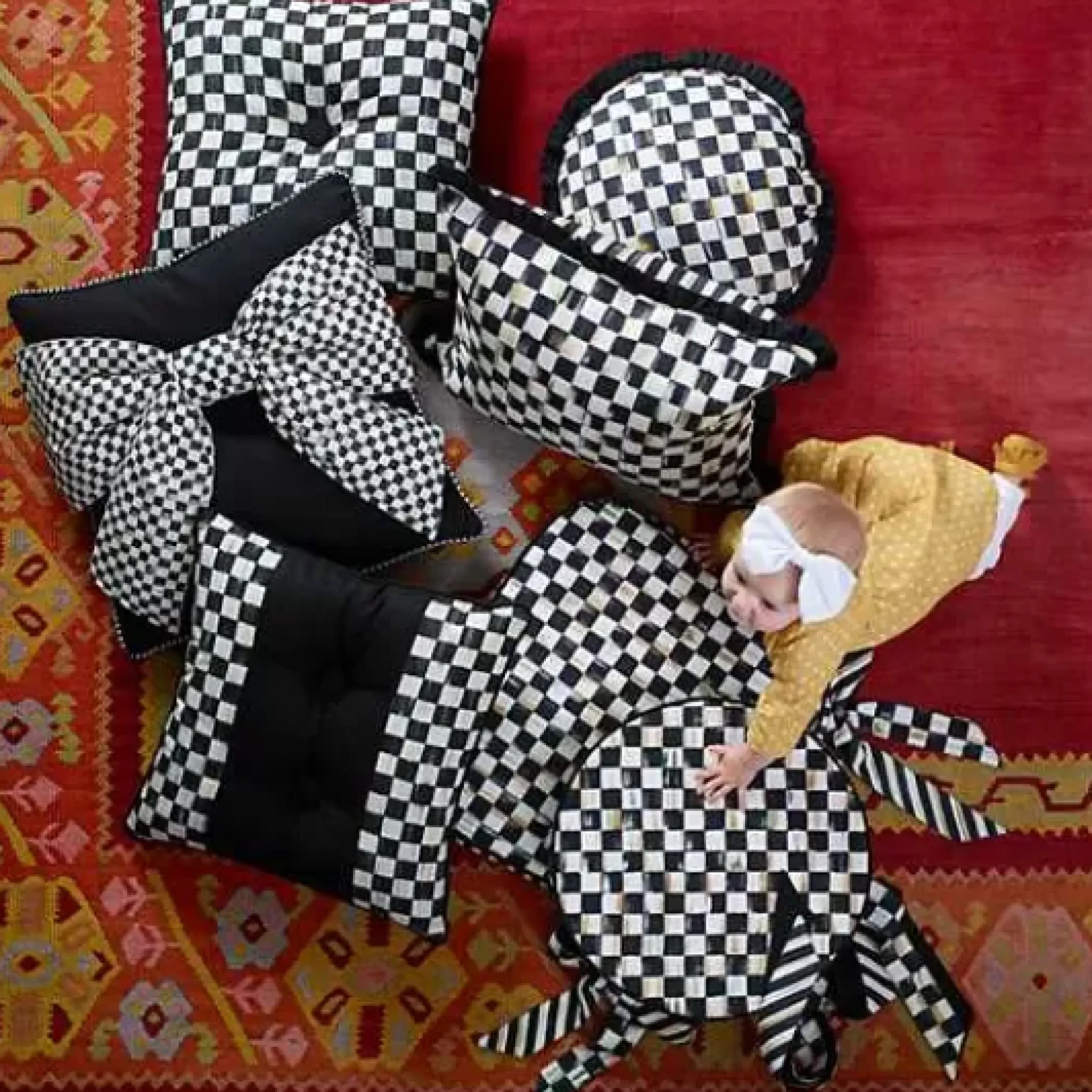 MacKenzie-Childs Courtly Check Ruffled Square Throw Pillow< Pillows, Throws, & Cushions