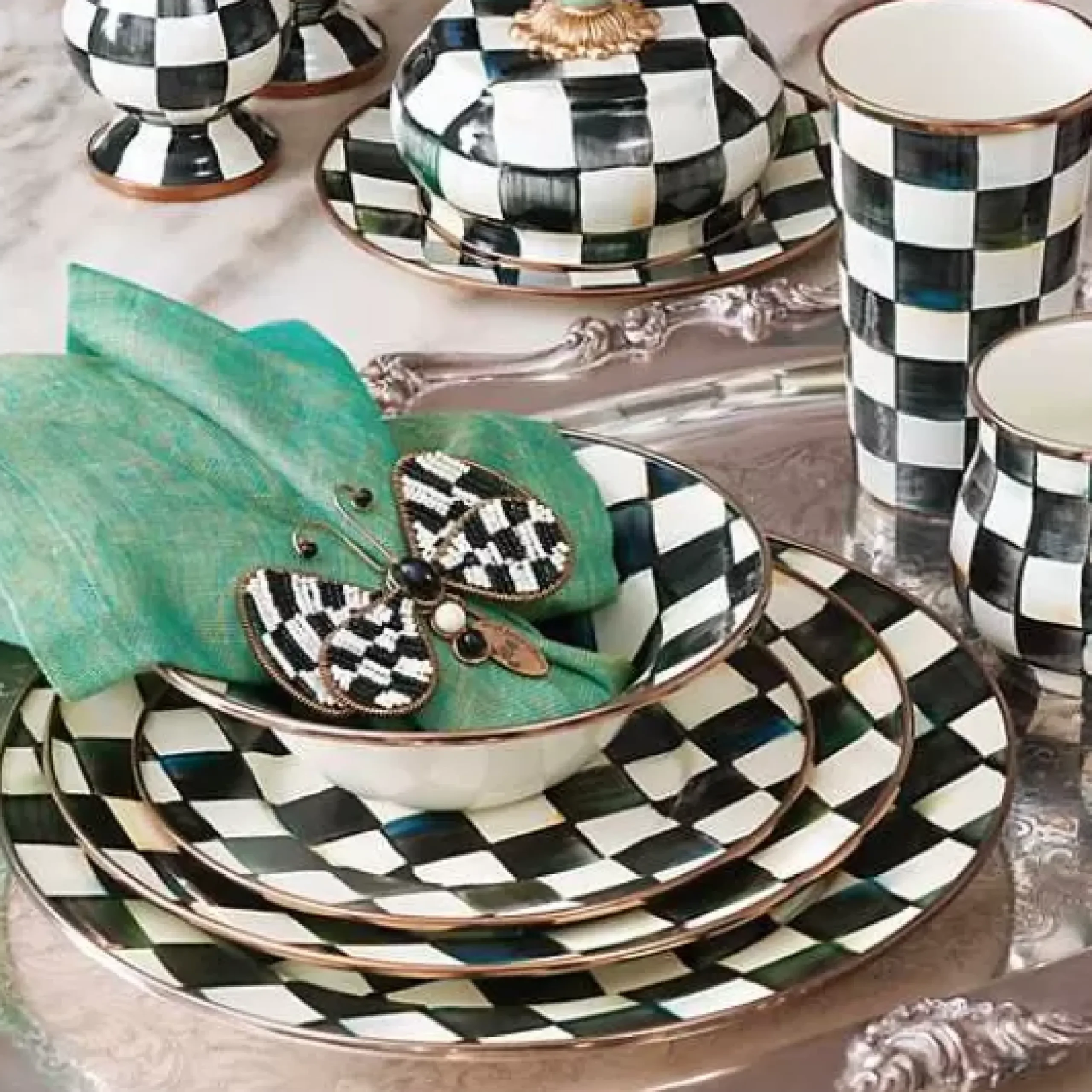 MacKenzie-Childs Courtly Check Salad/Dessert Plate< Dinnerware & Flatware