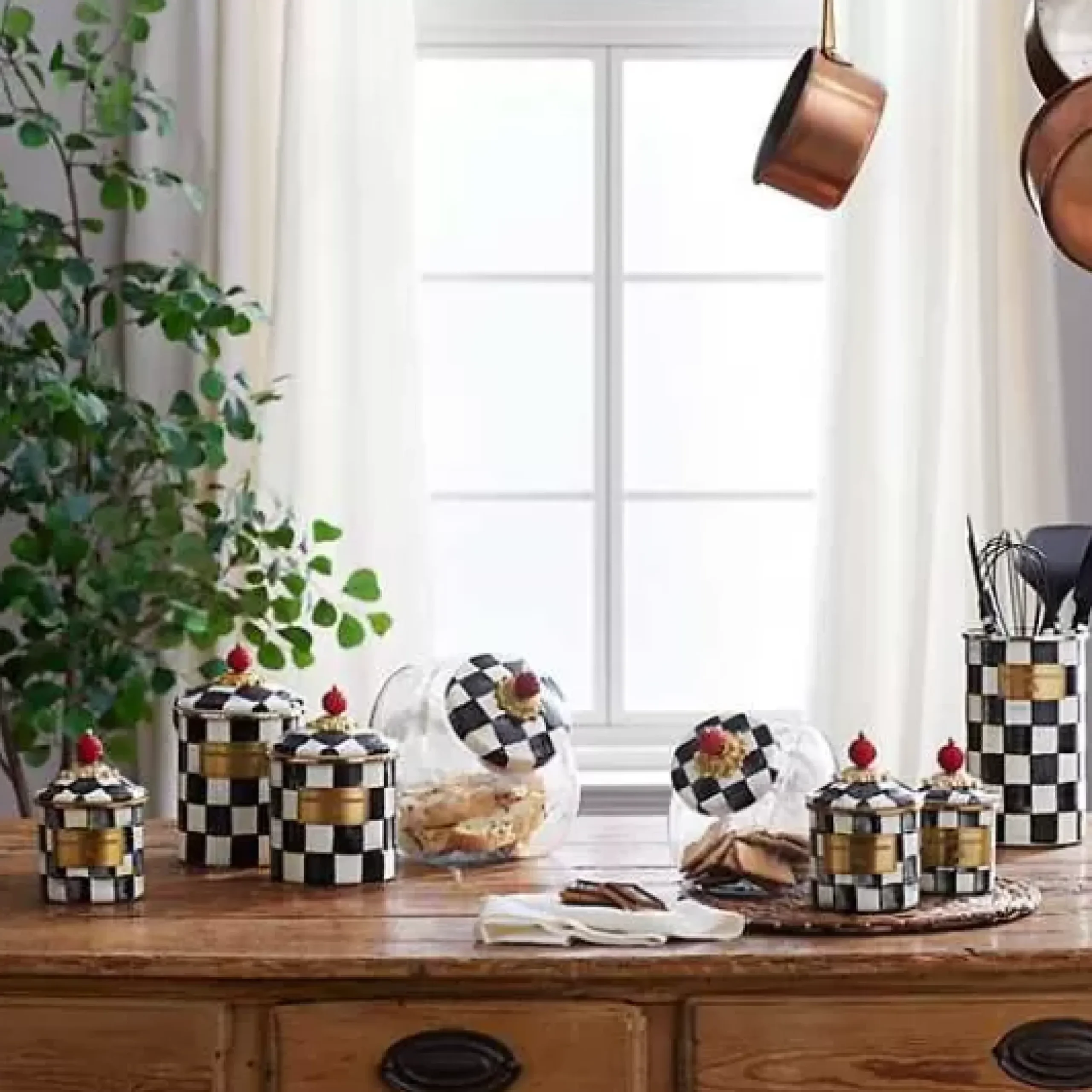 MacKenzie-Childs Courtly Check Small Canister< Room Accents|Kitchen Storage & Organization