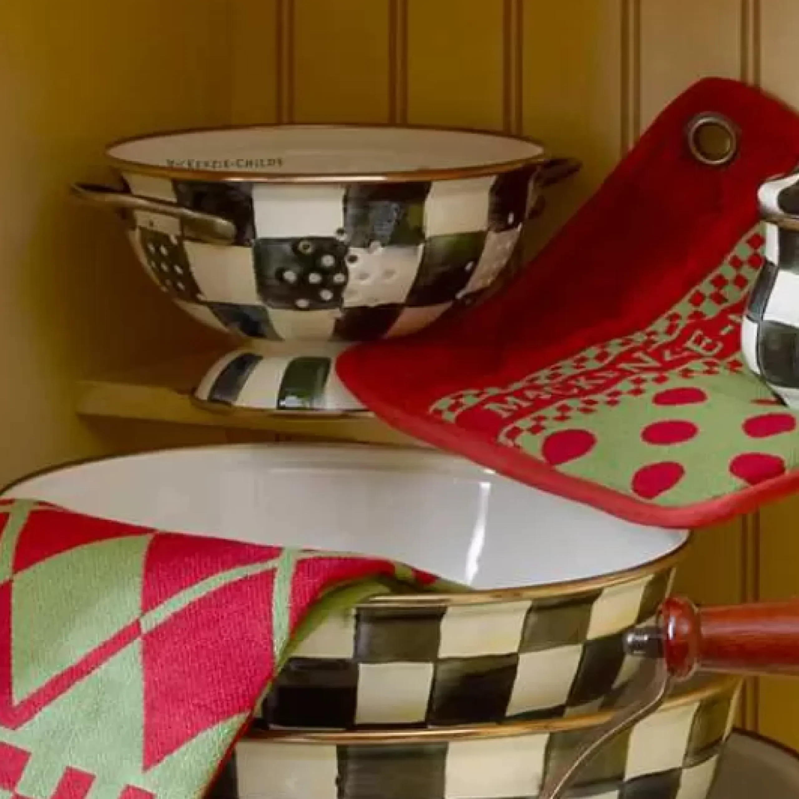 MacKenzie-Childs Courtly Check Small Colander< Kitchen Utensils & Tools