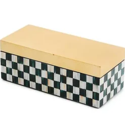 MacKenzie-Childs Courtly Check Small Lacquer Decorative Box with Hinged Lid< Room Accents