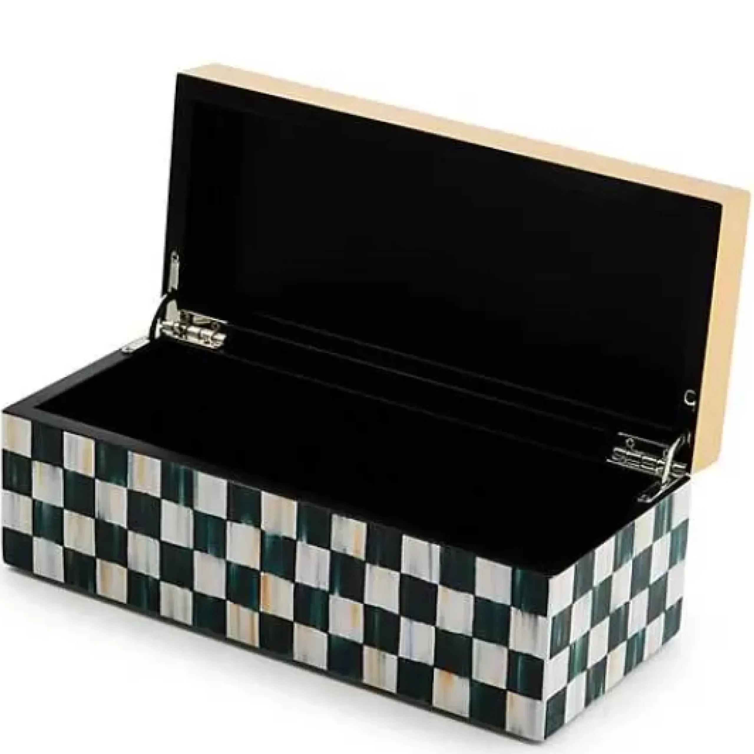 MacKenzie-Childs Courtly Check Small Lacquer Decorative Box with Hinged Lid< Room Accents