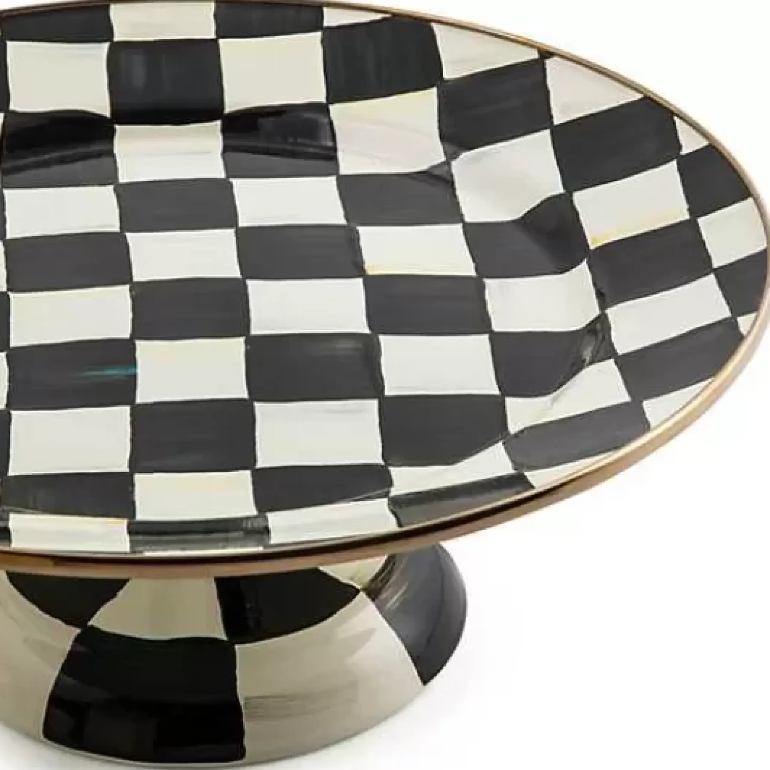 MacKenzie-Childs Courtly Check Small Pedestal Platter< Fall Entertaining|Serveware