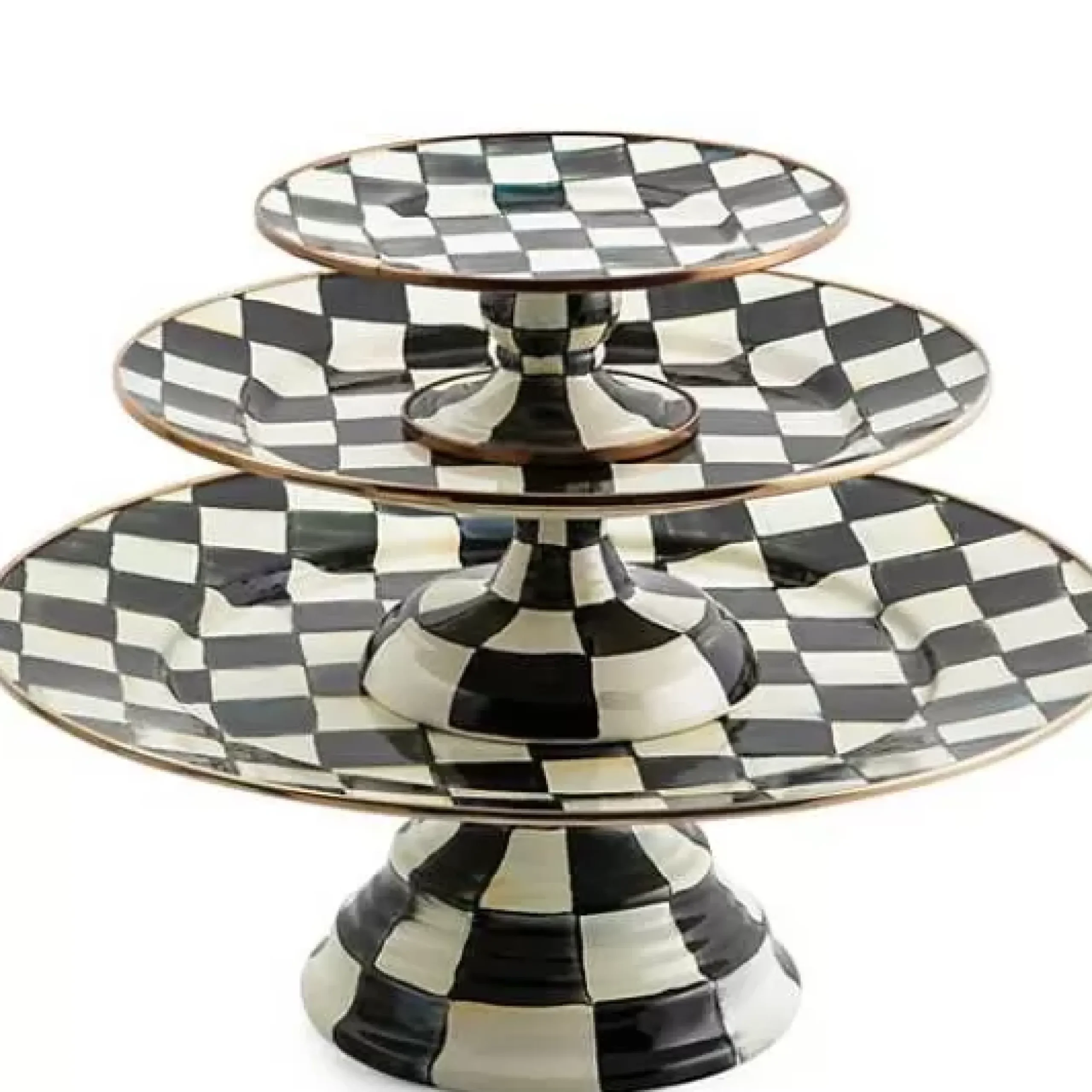 MacKenzie-Childs Courtly Check Small Pedestal Platter< Fall Entertaining|Serveware