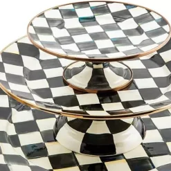 MacKenzie-Childs Courtly Check Small Pedestal Platter< Fall Entertaining|Serveware