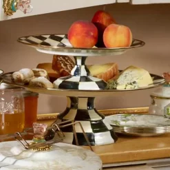 MacKenzie-Childs Courtly Check Small Pedestal Platter< Fall Entertaining|Serveware