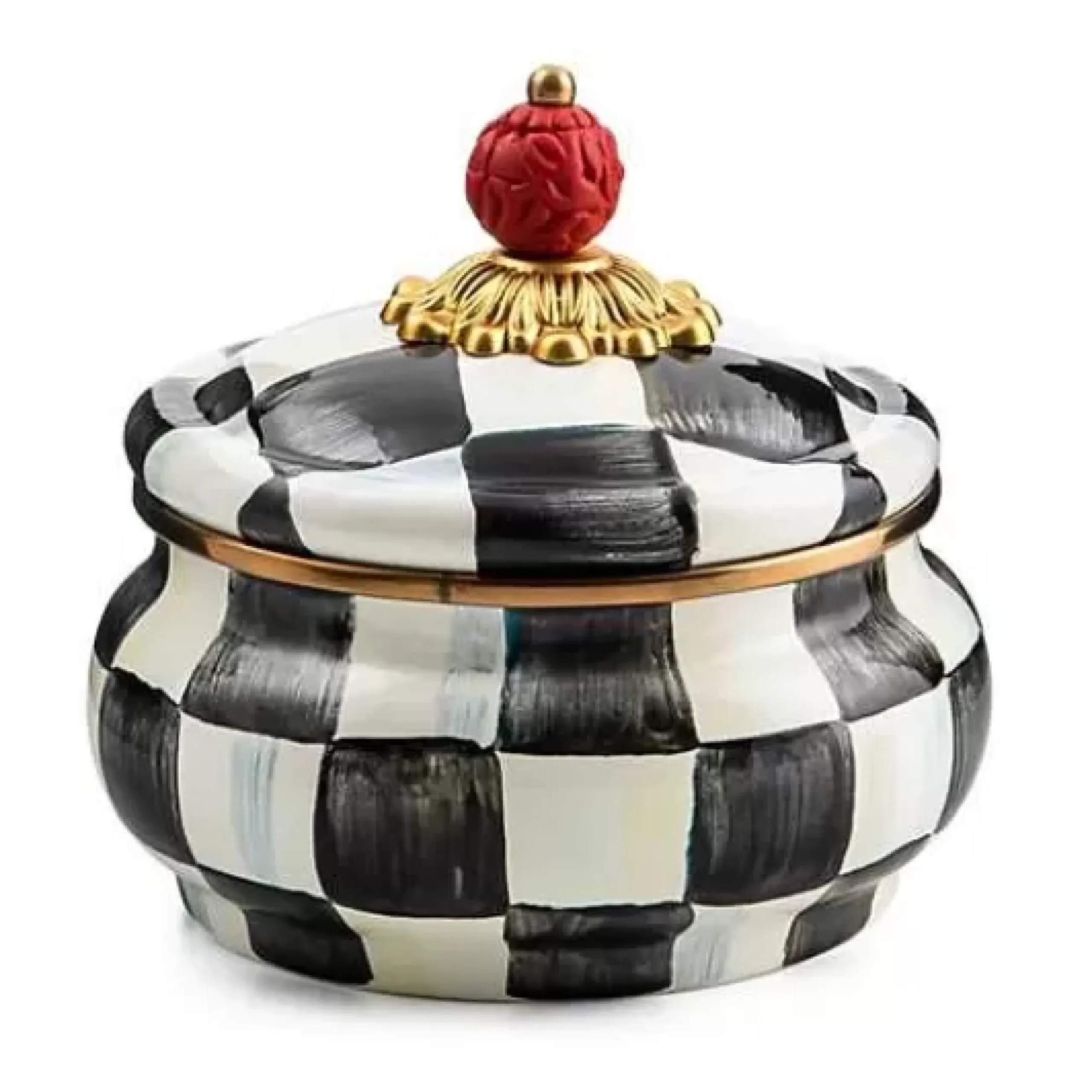 MacKenzie-Childs Courtly Check Squashed Pot< Bath & Bath Accessories|Room Accents