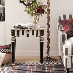 MacKenzie-Childs Courtly Check  Stripe Side Table< Living Room