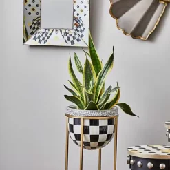 MacKenzie-Childs Courtly Check Tall Plant Stand< Outdoor