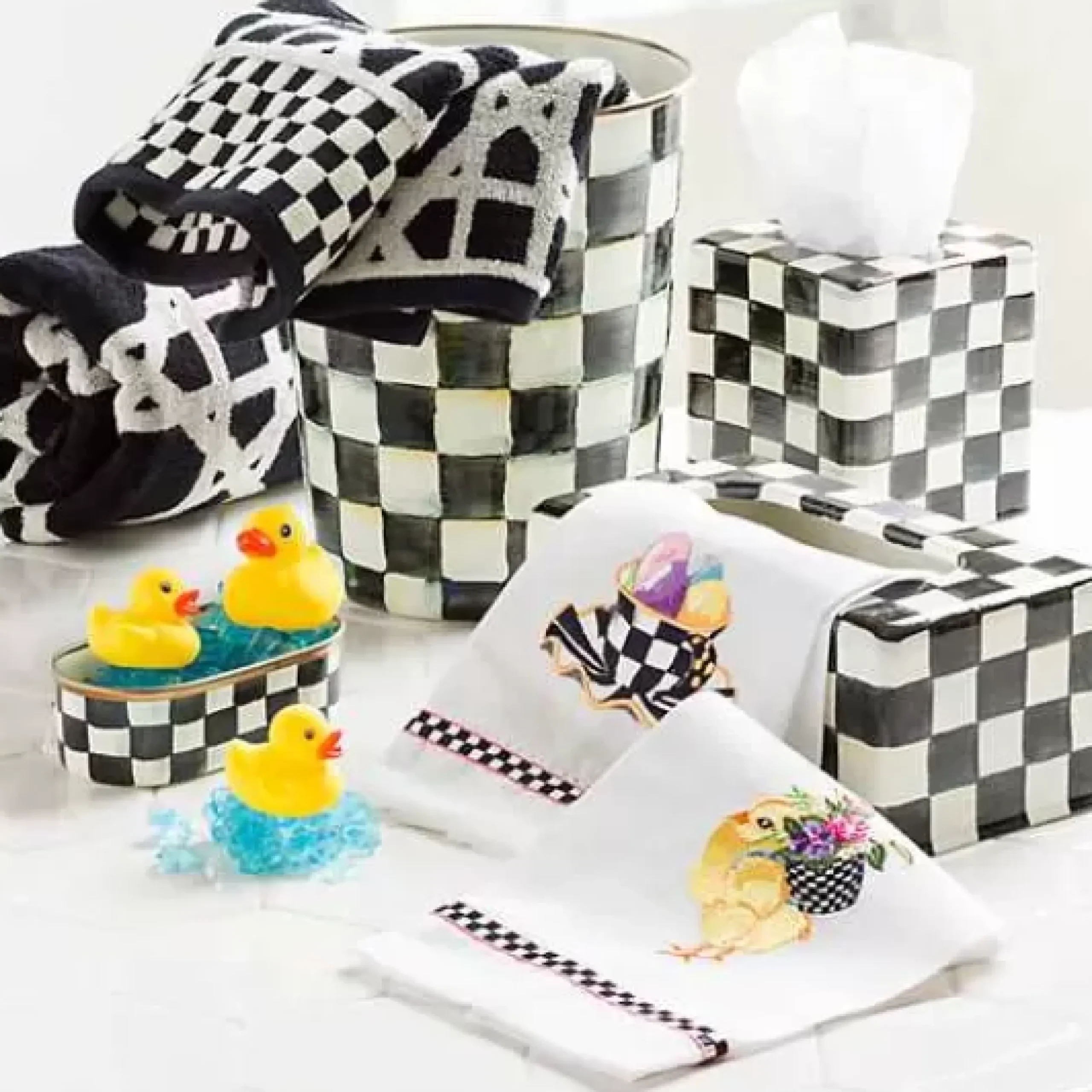 MacKenzie-Childs Courtly Check Waste Bin< Bath & Bath Accessories|Room Accents