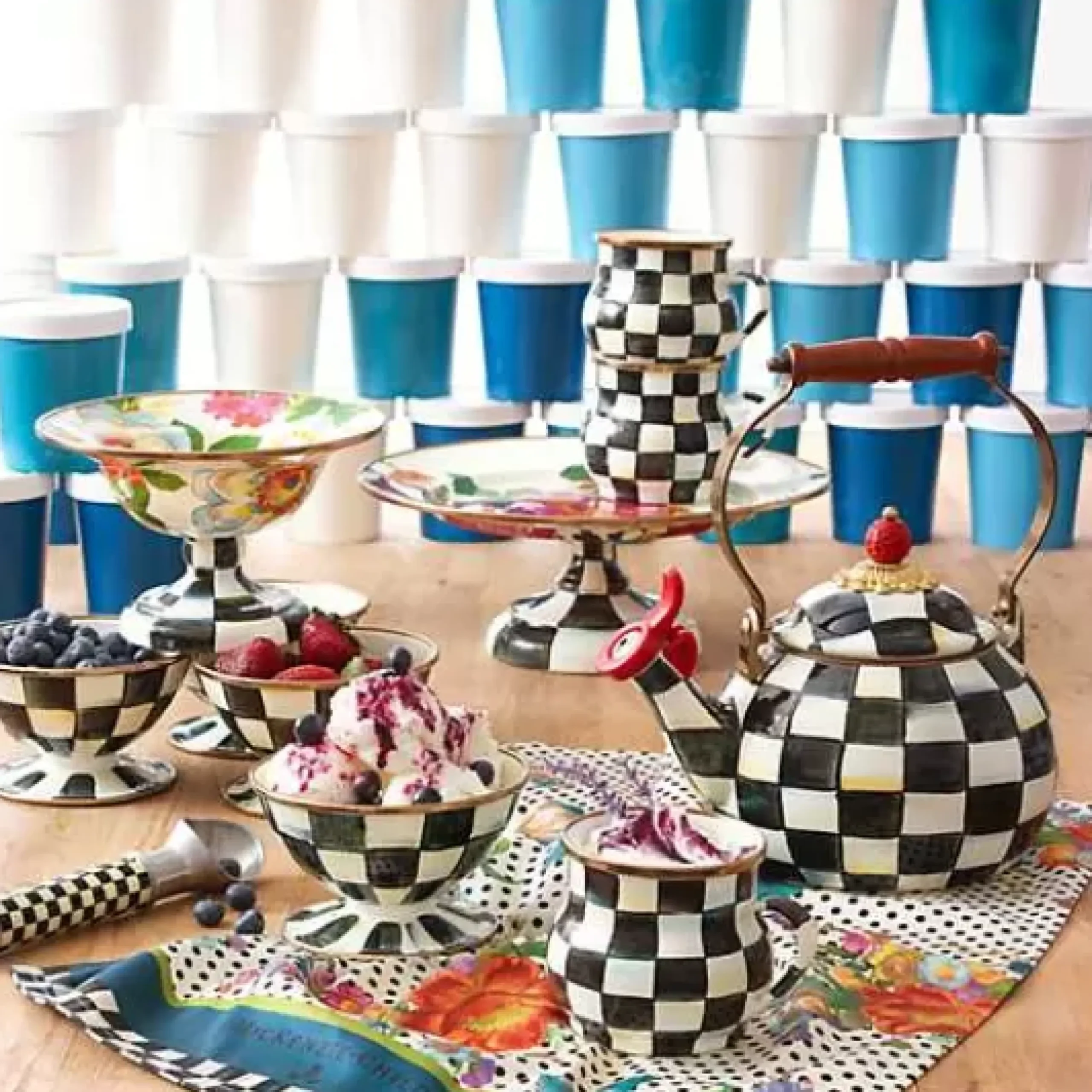 MacKenzie-Childs Courtly Check Whistling Tea Kettle< The Coffee Shop|Tea Kettles