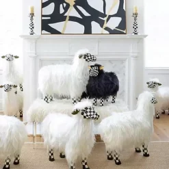 MacKenzie-Childs Courtly Check White Sheep - Large< Spring|Room Accents