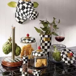 MacKenzie-Childs Courtly Check Wood Paper Towel Holder< Kitchen Storage & Organization