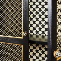 MacKenzie-Childs Courtly Criss-Cross Cabinet< Storage Furniture|Dining Room & Kitchen