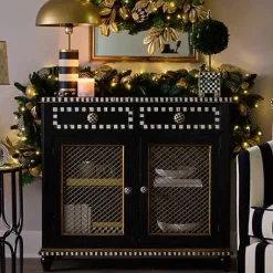 MacKenzie-Childs Courtly Criss-Cross Small Cabinet< Storage Furniture|Dining Room & Kitchen