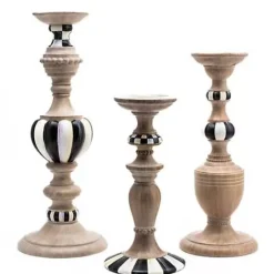 MacKenzie-Childs Courtly Pillar Candle Holders, Set of 3< Candles & Fragrances|Room Accents