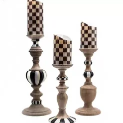 MacKenzie-Childs Courtly Pillar Candle Holders, Set of 3< Candles & Fragrances|Room Accents