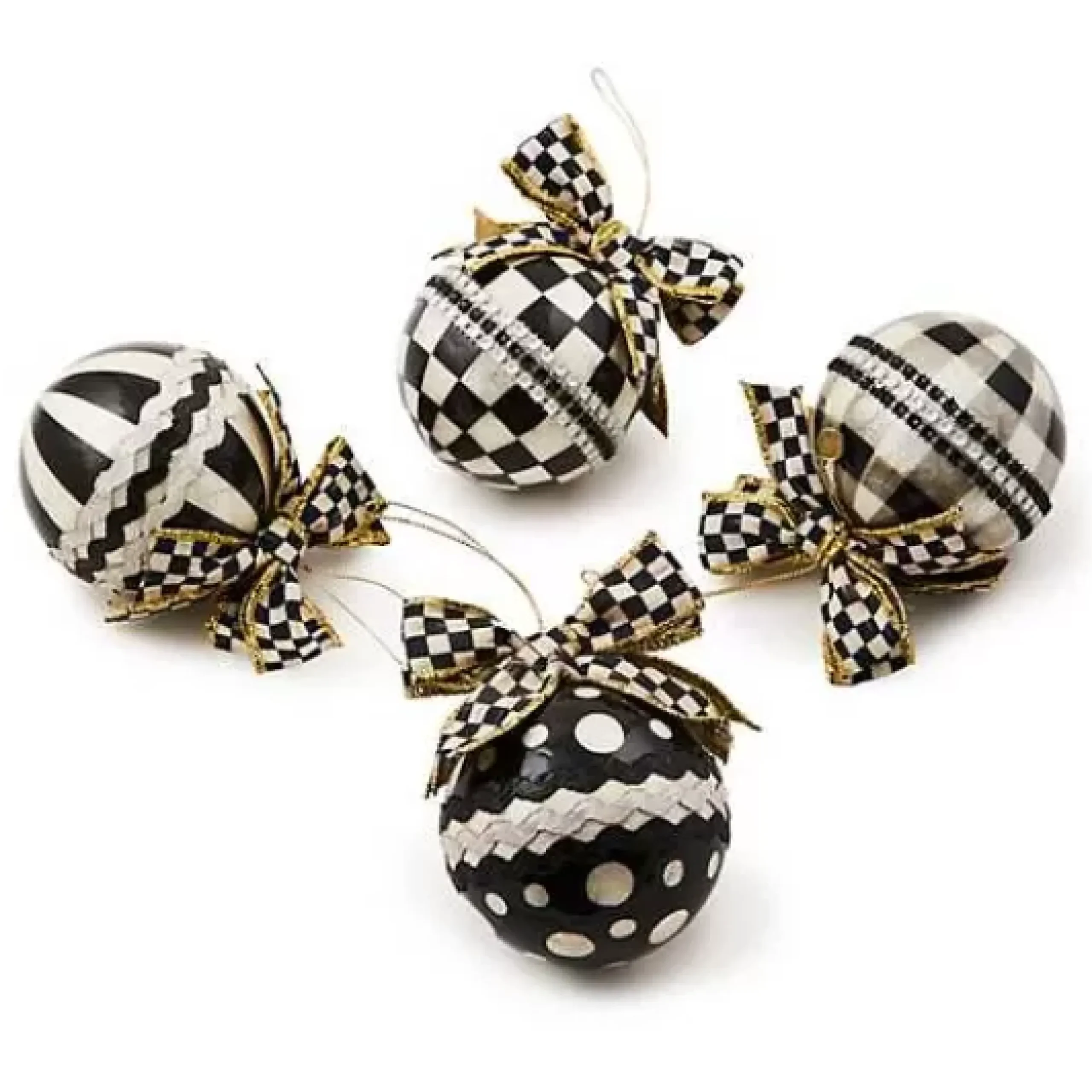 MacKenzie-Childs Courtly Rickrack Capiz Ornaments, Set of 4< Holiday
