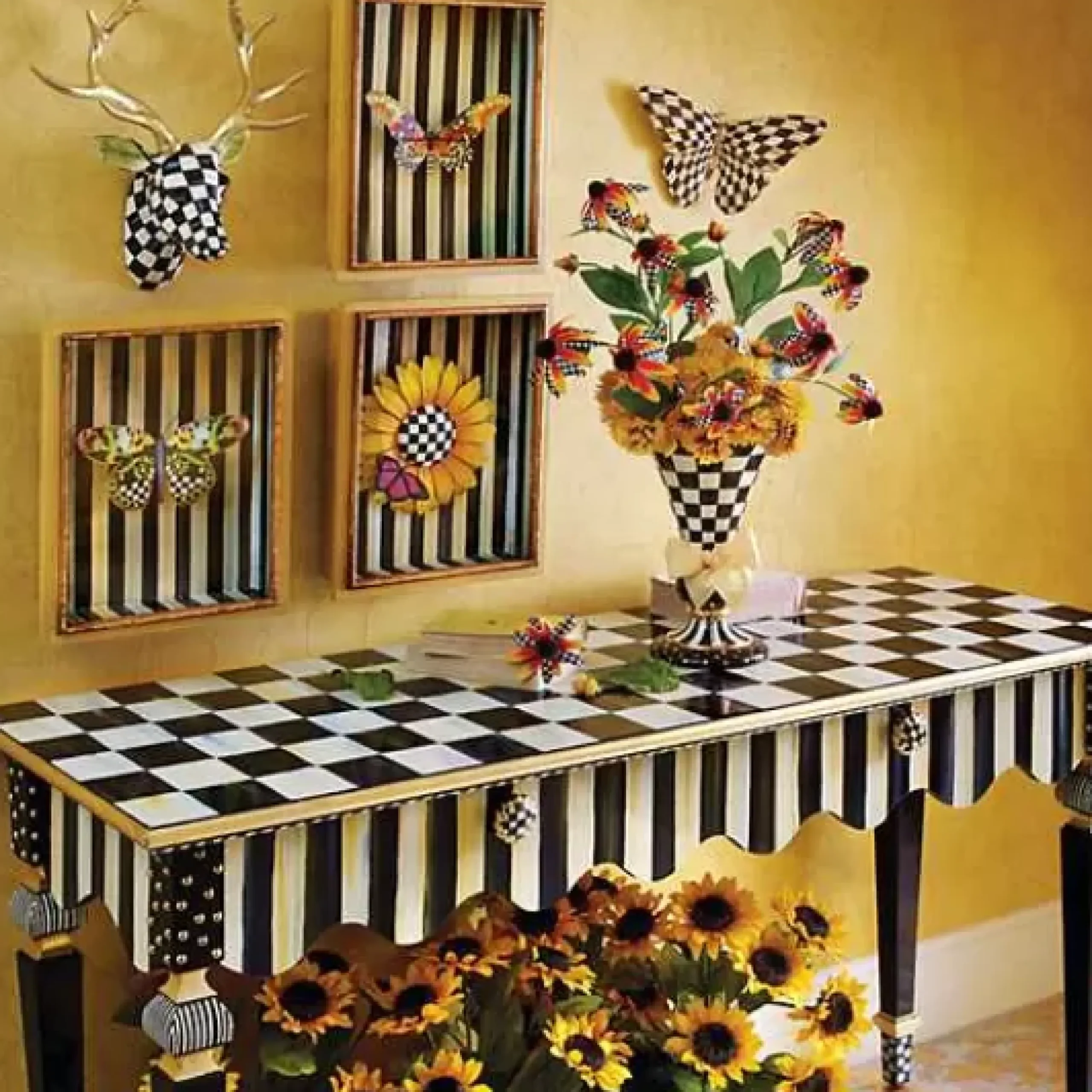 MacKenzie-Childs Courtly Stripe Console Table< Storage Furniture|Entryway Furniture