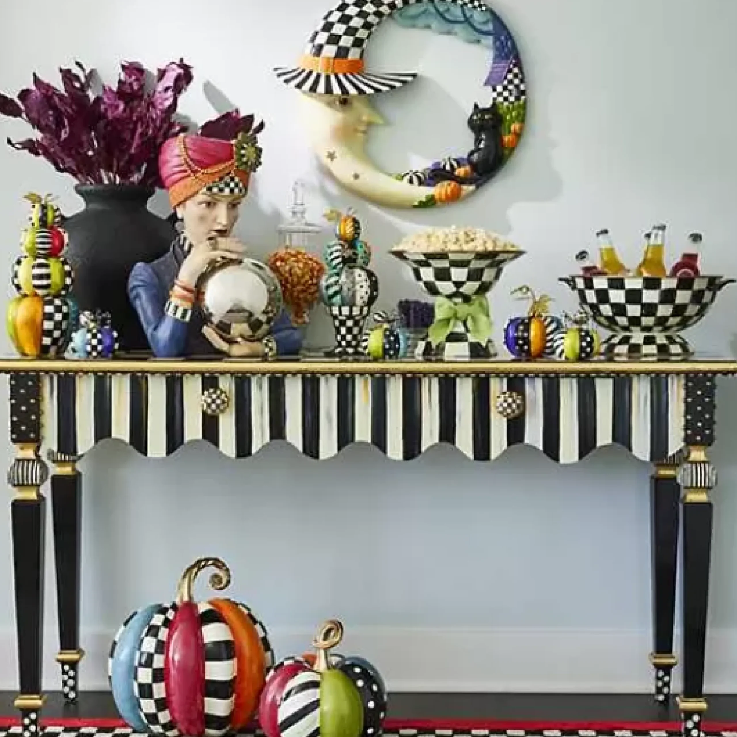 MacKenzie-Childs Courtly Stripe Console Table< Storage Furniture|Entryway Furniture