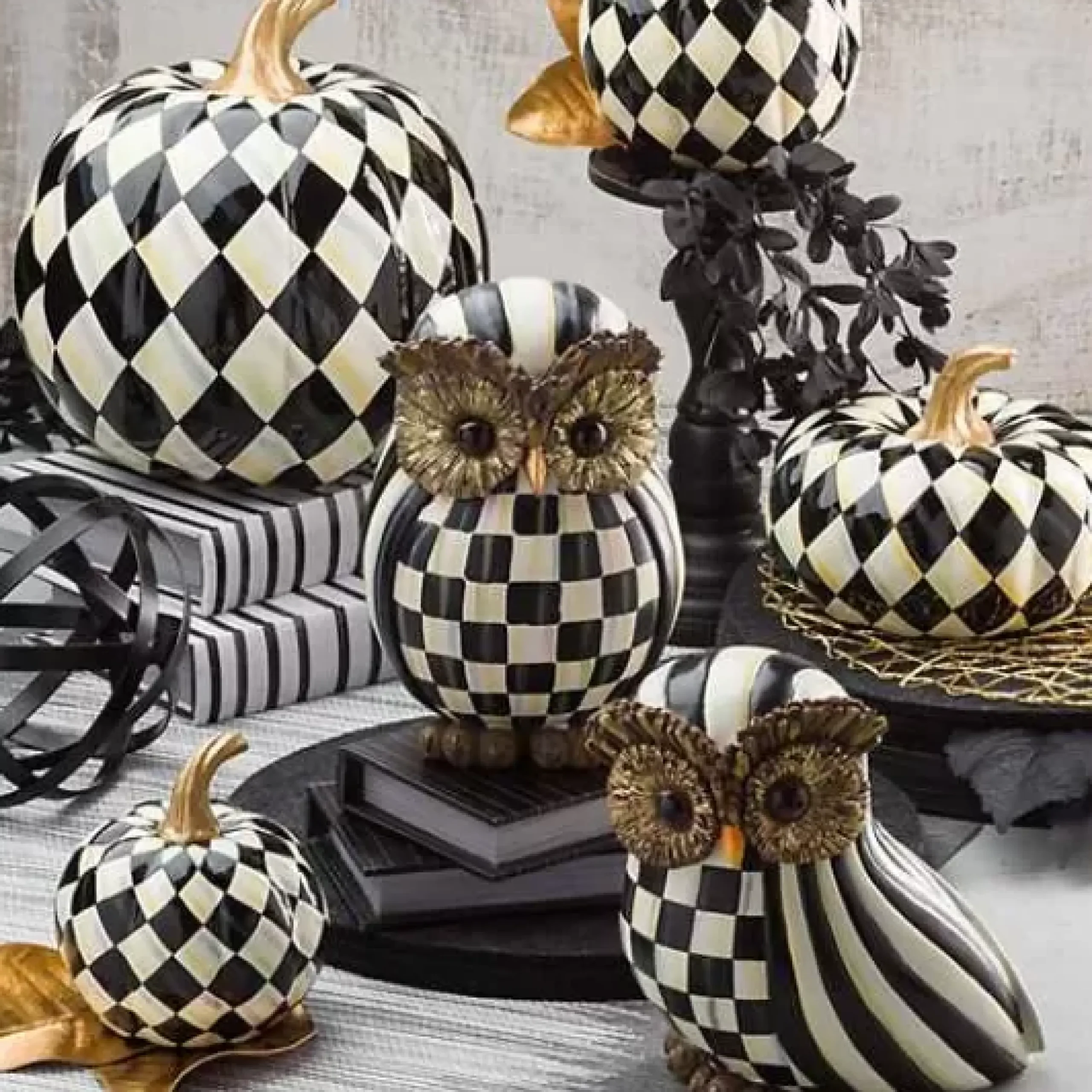 MacKenzie-Childs Courtly Stripe Owl< The Halloween Shop|The Fall Shop