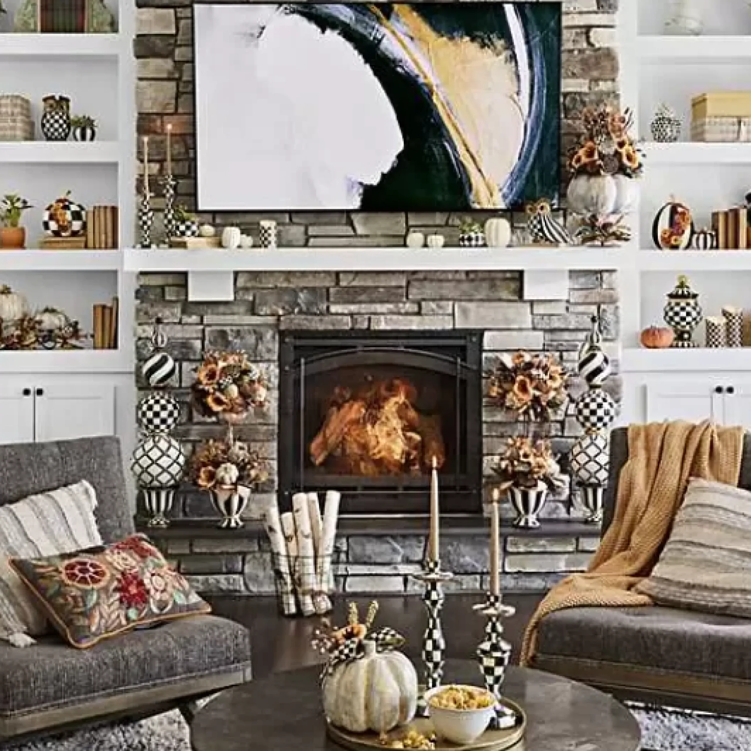 MacKenzie-Childs Courtly Stripe Owl< The Halloween Shop|The Fall Shop