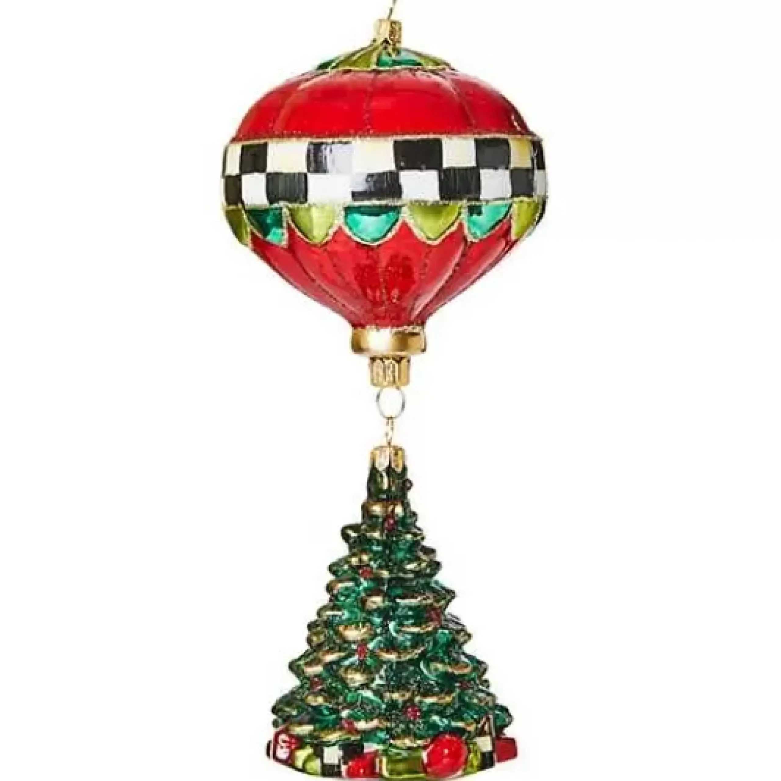 MacKenzie-Childs Cozy Christmas Balloon Tree Glass Ornament< Holiday