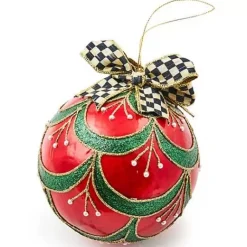 MacKenzie-Childs Cozy Christmas Capiz Jumbo Ball Ornament< Holiday