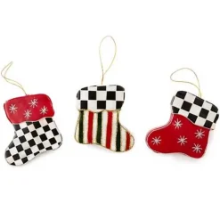 MacKenzie-Childs Cozy Christmas Capiz Stocking Ornaments, Set of 3< Holiday