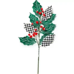 MacKenzie-Childs Cozy Christmas Holly Spray Stem< Greenery & Florals